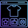 Website category page showing a t-shirt product with shopping icons and navigation elements