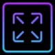 Square icon with arrows pointing outward showing responsive web design and scalable development
