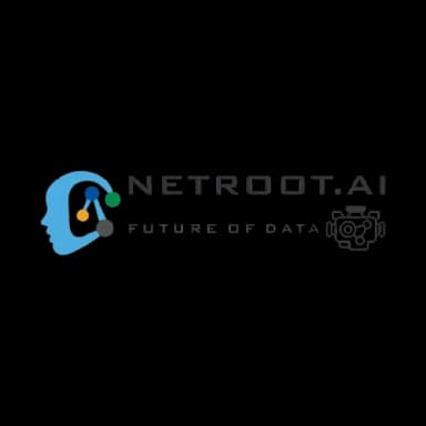 Netroot AI logo with human head icon and data network symbol representing AI and data analytics