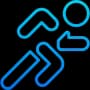Arrow symbol pointing forward with user icon representing business advantage and progress