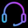 Headset icon representing customer support, help desk service, and user assistance