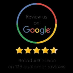 Google review badge showing 4.9 star rating based on 125 customer reviews