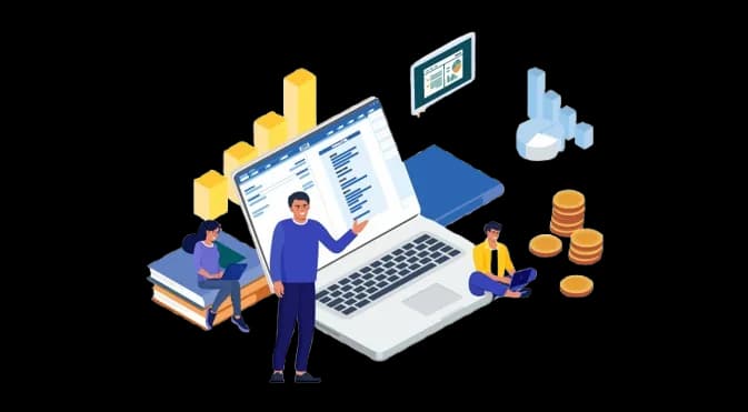Invoice reports and billing analytics dashboard representing LordistBook invoicing and ledger reporting