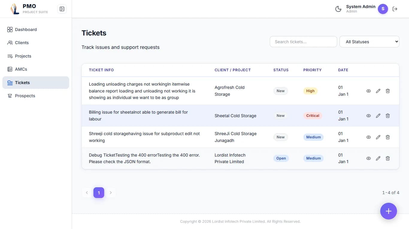 PMO task management board showing team collaboration, real-time task tracking, and priority-based project execution