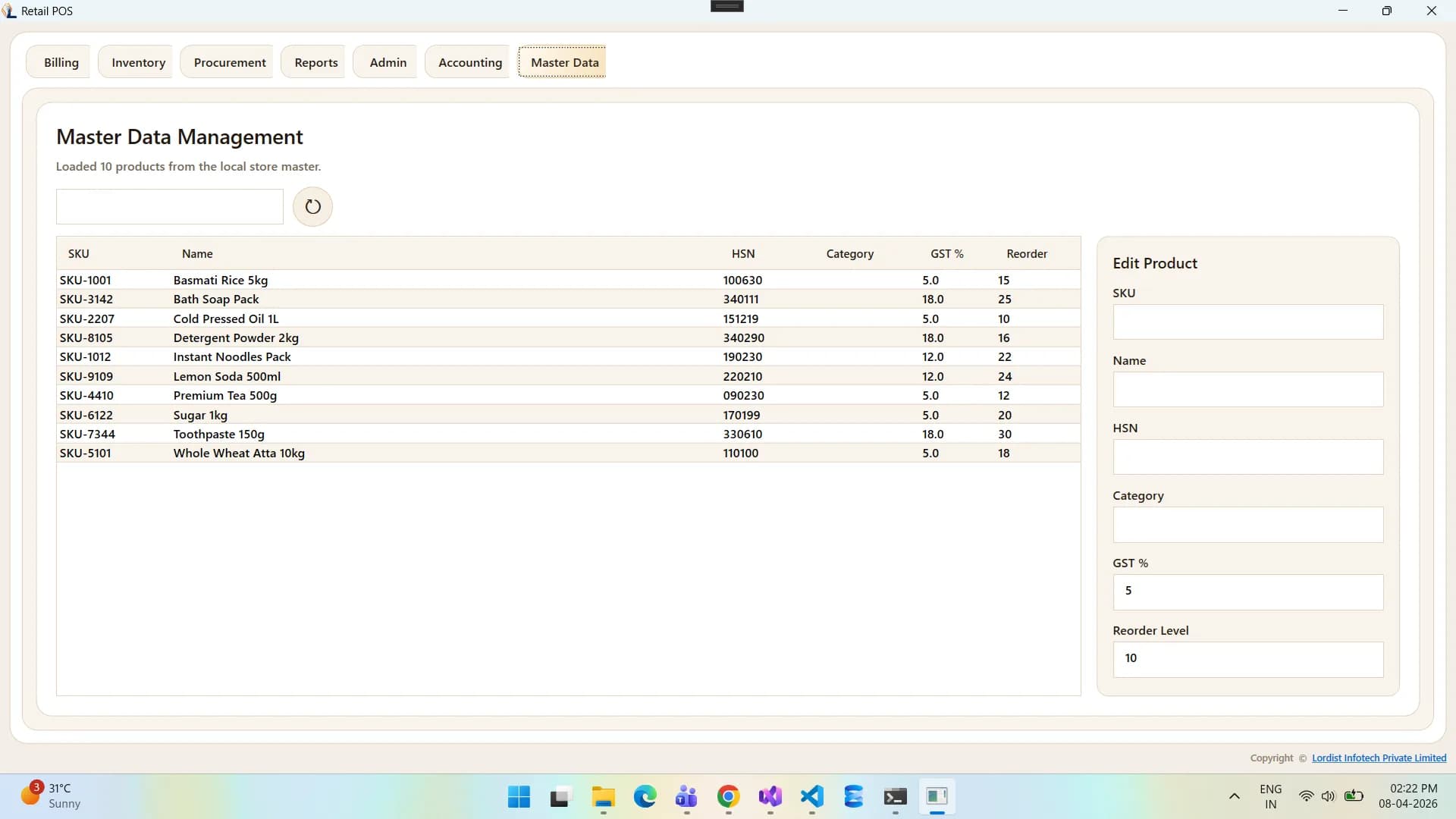Retail POS dashboard screen with business totals, order activity, and point of sale performance summary