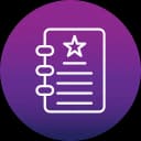 Notebook with star icon representing brand guidelines, consistent identity, and design standards