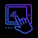 Hand tapping on screen icon showing smooth user interaction and simple touch navigation