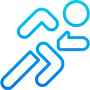 Arrow symbol pointing forward with user icon representing business advantage and progress