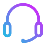 Headset icon representing customer support, help desk service, and user assistance