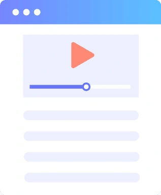 Illustration of an online video player with play button, progress bar, and content layout