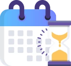 Calendar and hourglass illustration representing project timeline and time management