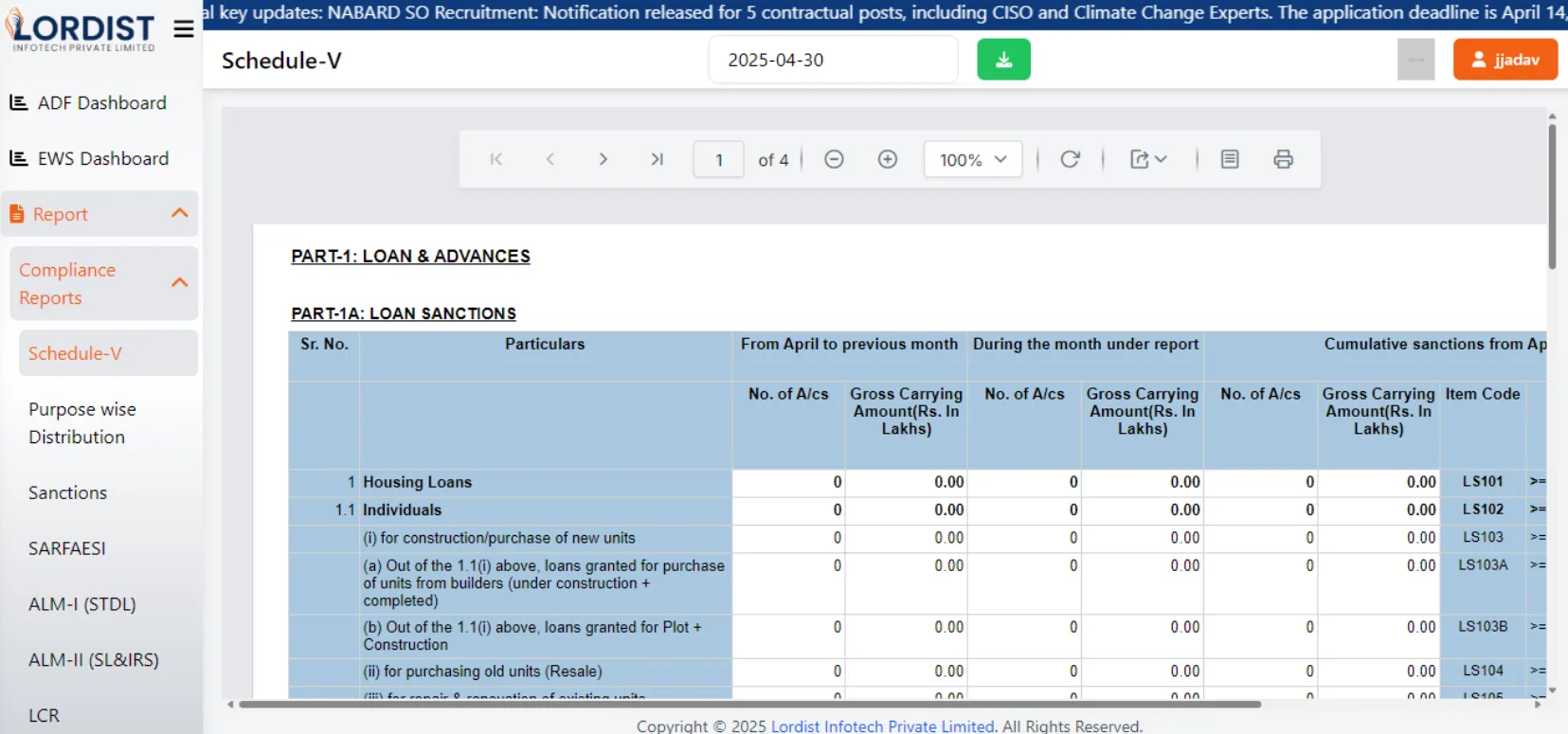 Compliance gateway export reports screen for multi-format sharing and regulatory data distribution