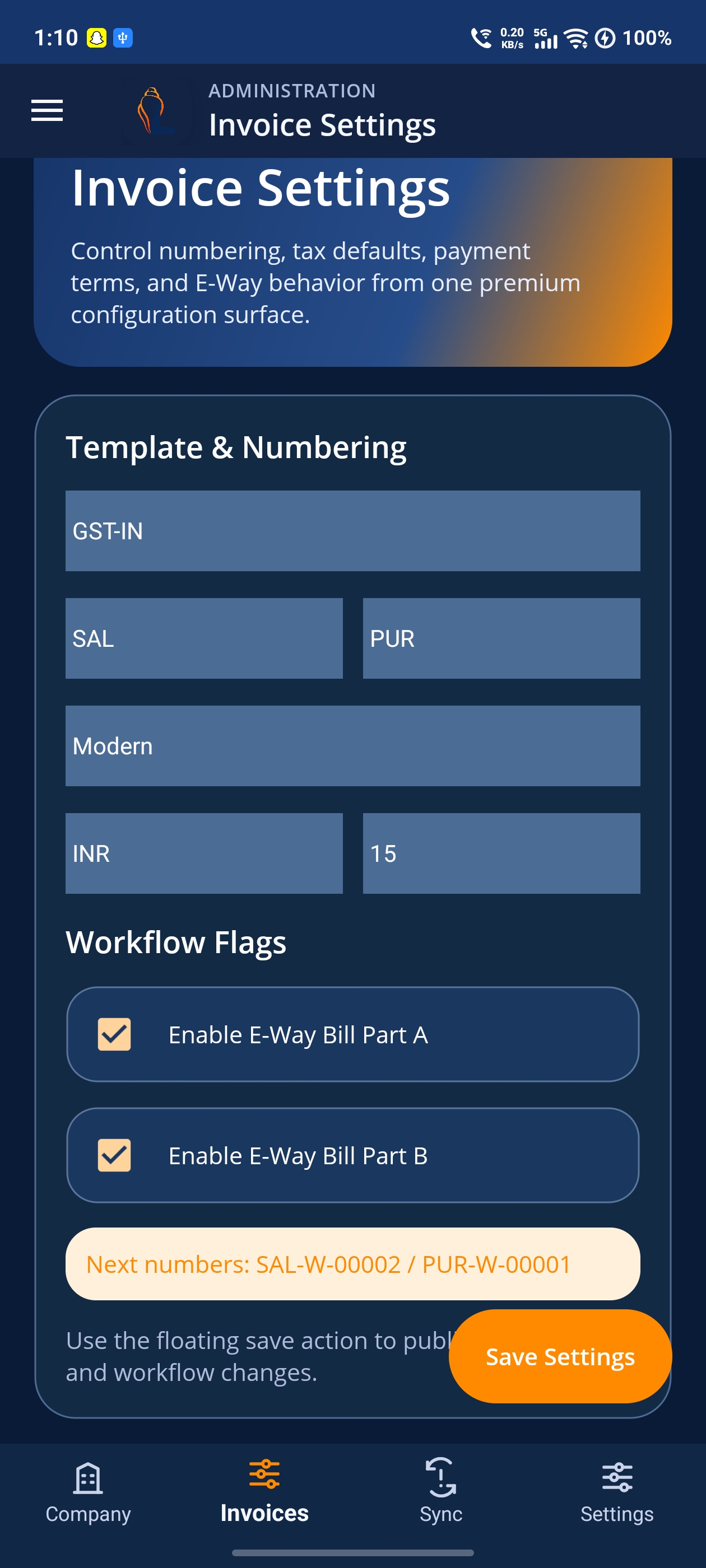 LordistBook mobile account overview screen with balances, entries, and finance-related actions