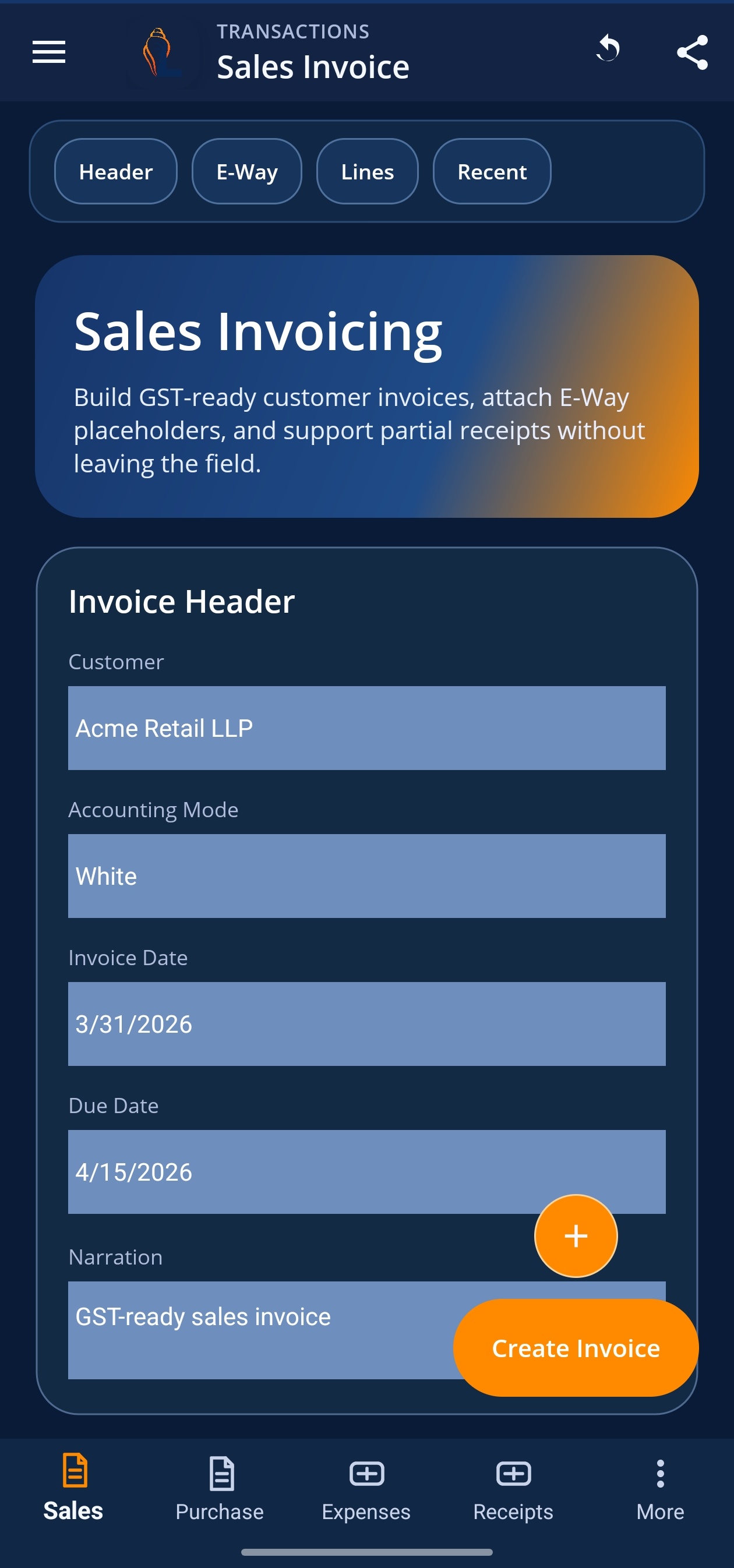 LordistBook mobile customer management screen listing party records, balances, and contact details