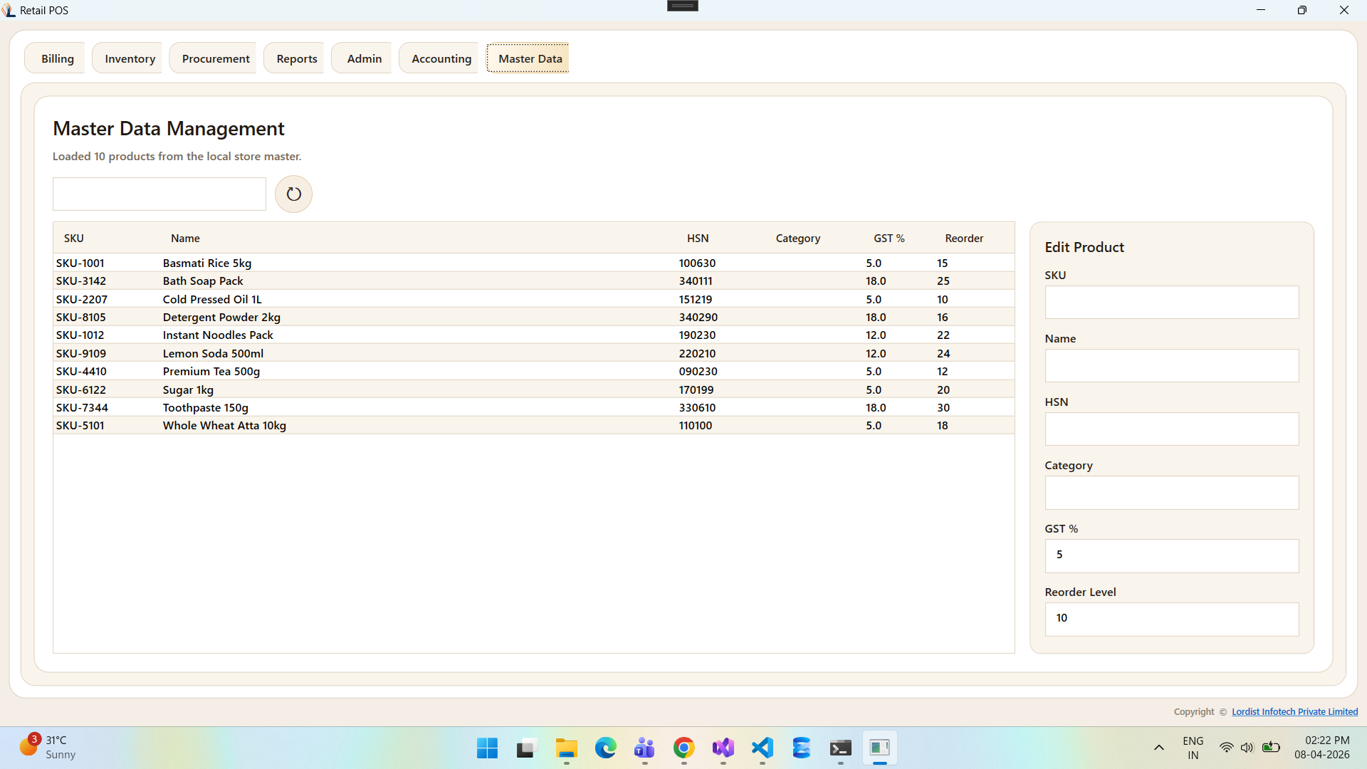 Retail POS dashboard screen with business totals, order activity, and point of sale performance summary