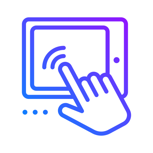 Hand tapping on screen icon showing smooth user interaction and simple touch navigation